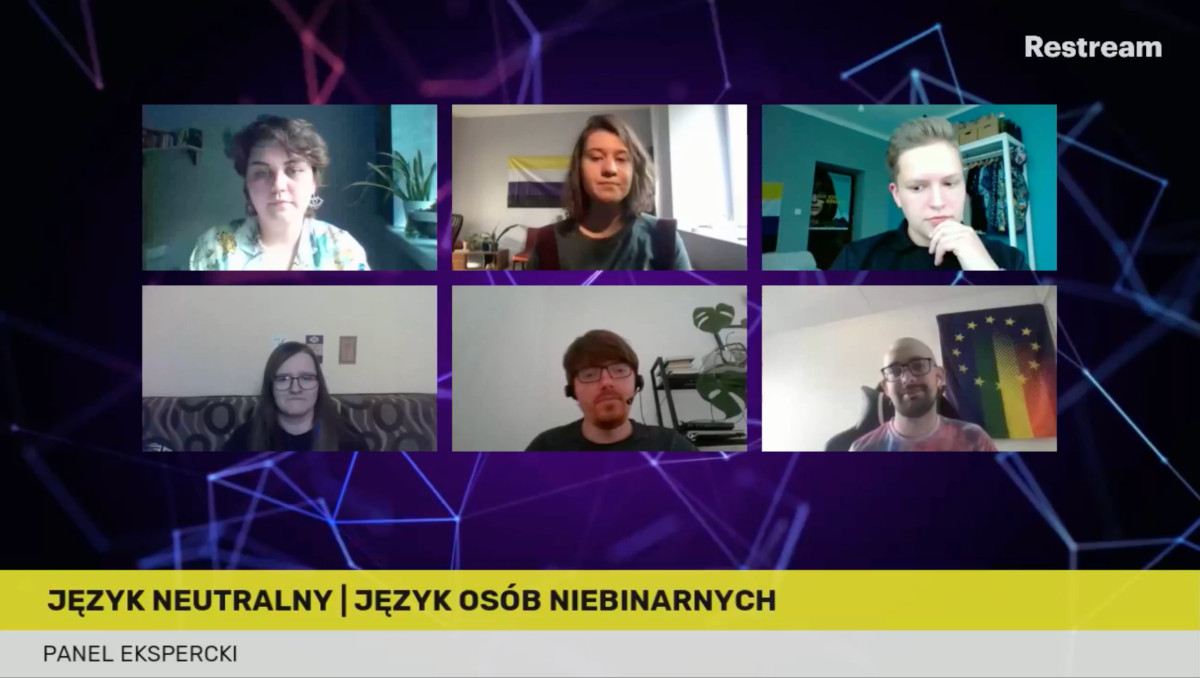 Screenshot from a live expert panel discussion at TęczUJ